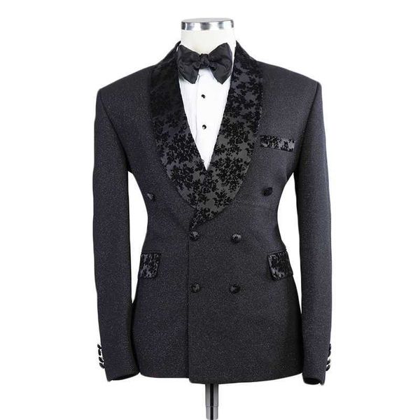 Un pezzo stampato abiti da uomo in cotone smoking dello sposo risvolto moderno formale doppio petto uomo cappotto su misura giacca da festa X0909