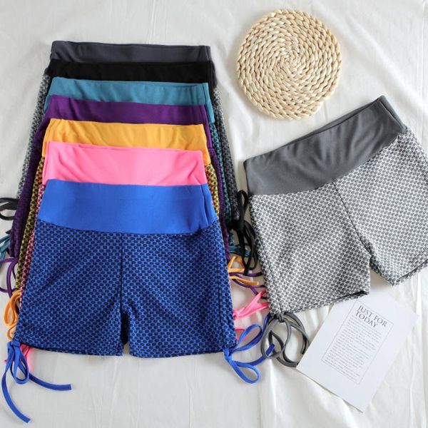 

women's shorts bandage fitness high waist hip-lifting sports booty quick-drying running, White;black