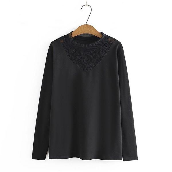 

plus size t-shirt women's xl-4xl slim spring autumn shirts oversized vintage muslimah, Black