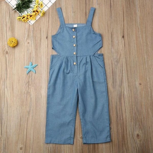 

baby & children's toddler kid baby girl clothes romper jumpsuit bib pants overalls outfit 1-6y, Blue