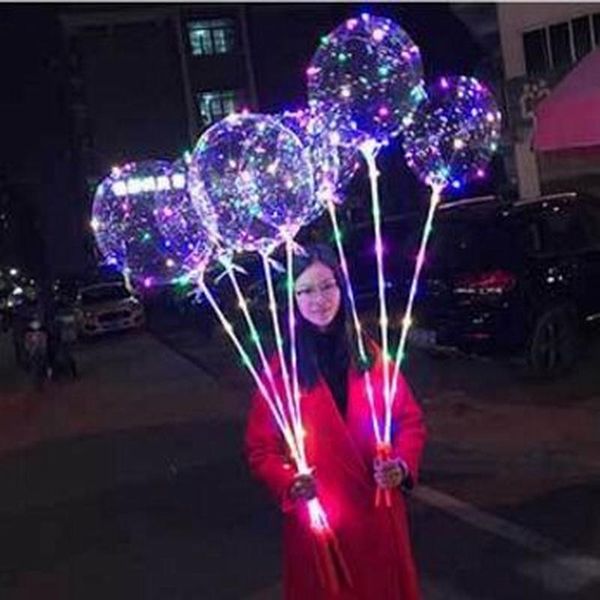 

party decoration led balloons bobo balloon each set 18 inch + 80cm rod 3m line and handle battery box