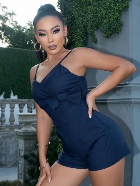 

joyfunear bow front cami jumpsuit u8jn#, White