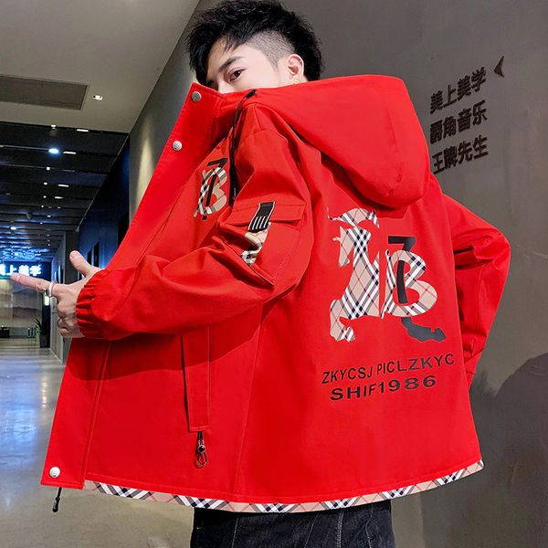 

new 2021 spring autumn men hooded jacket print harajuku windbreaker male casual outwear hip hop streetwear coats dropshipping uqba, Black;brown