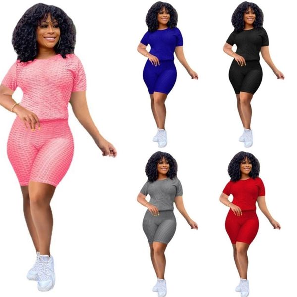 

2021 summer women tracksuit short sleeve tee + leggings shorts two-piece suit casual sports outfits bodysuit sweat suit h25sir6, White