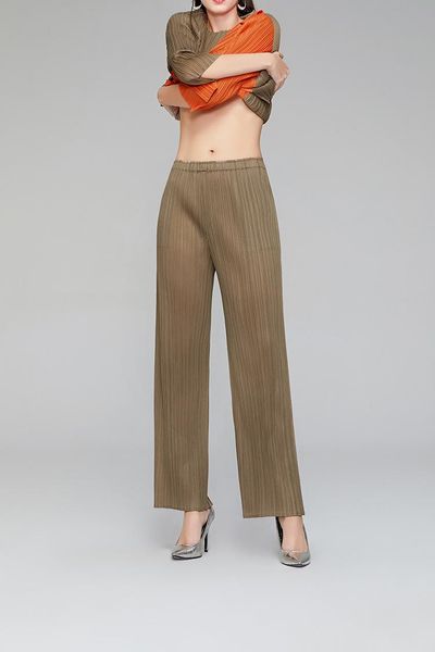 

women's pants & capris selling fashion miyake pleated casual straight female trousers in stock, Black;white