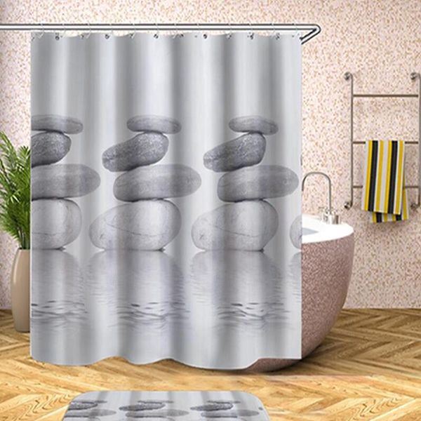 

shower curtains gray stone curtain bathroom waterproof non-woven printing for