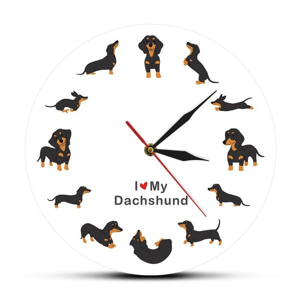 

wall clocks i love dachshund dog cute doggie cartoon style clock puppy breed timepiece sausage pet lover gift modern decor watch