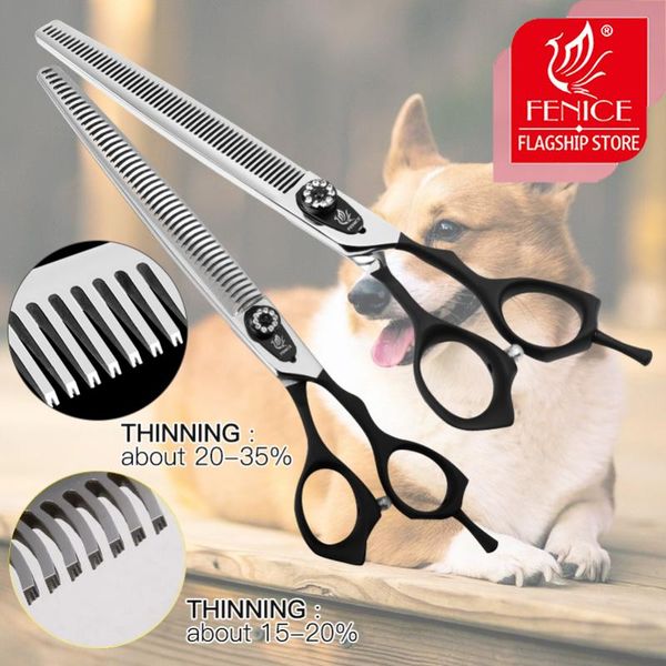 

dog grooming fenice professional 7/7.5 inch pet scissors for dogs thinning shears