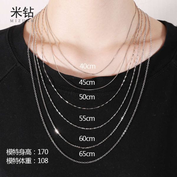 

925 sterling necklace women and men's silver no pendant clavicle snake bone extension replacement sweater bare chain 50