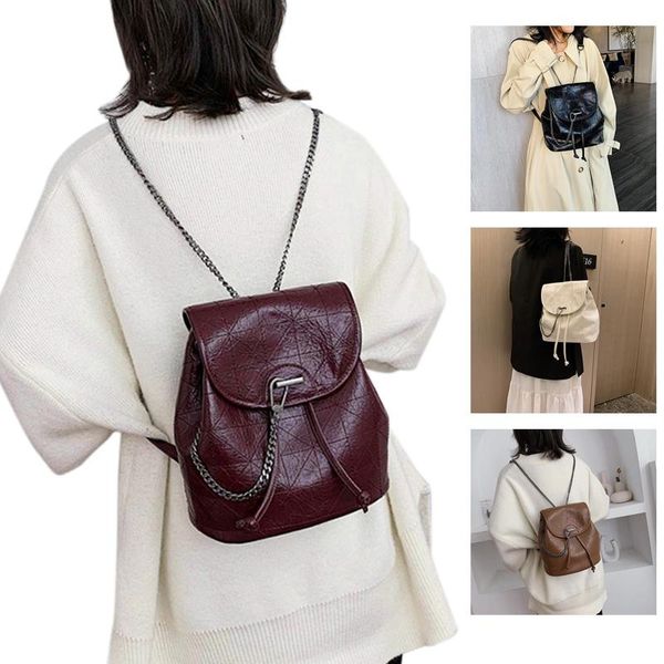 

backpack lingge leather women's large-capacity chain clamshell bag