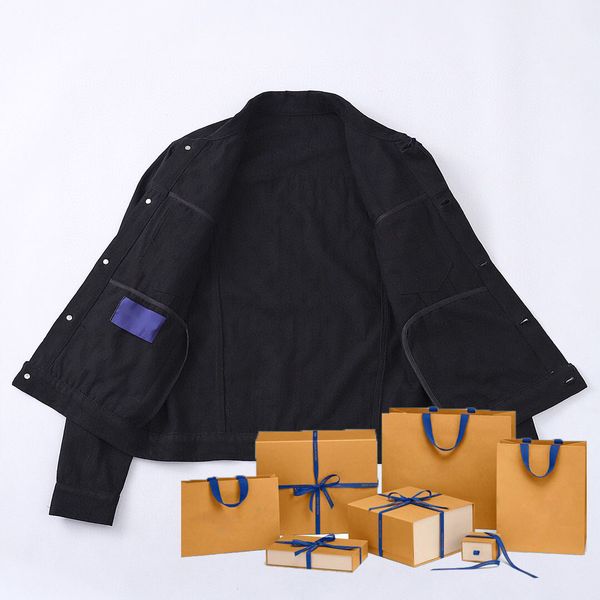 

21 new men denim jacket fashion ins letter pattern button pocket spring autumn men's lapel neck casual streetwear, Black;brown