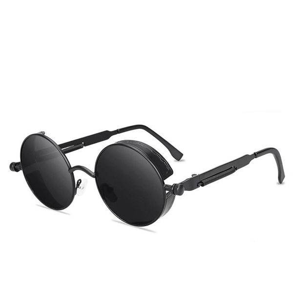 

sunglasses classic gothic steampunk style round men women brand designer retro metals frame colorful lens, White;black