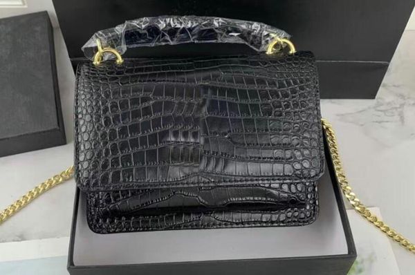 

designers black shoulder crossbody bag fashion handbag purse totes gold silver black chain alligator crocodile wallet backpack bags