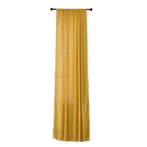 

curtain & drapes el shading with tassels hanging country style window checkered home decor soft geometric print bedroom panel kitchen