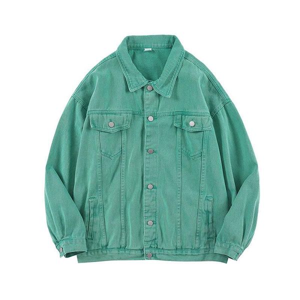 

men's jackets 2021 fashion solid color denim men streetwear cotton casual outwear jeans washed loose fit, Black;brown