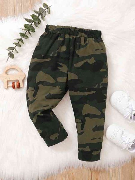 

baby camo print elastic waist sweatpants she, Blue