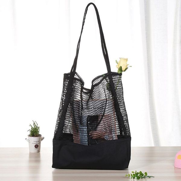 

shopping bags women beach fine mesh durable canvas pouch breathable lightweight shoulder bag eco-friendly large capacity