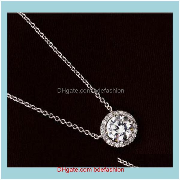 

necklaces & pendants jewelrygenuine italina fashion cubic zircon round pendant with rhinestone real sier color clavicle necklace bijoux, Silver