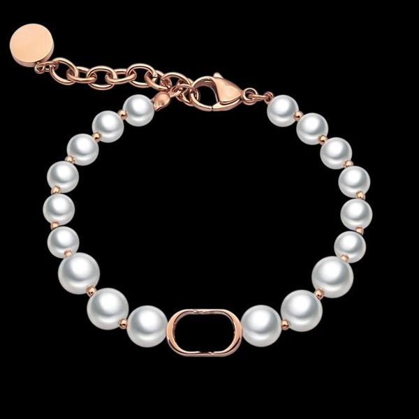 

bangle d letter pearl bracelet women's natural shell bead, Black