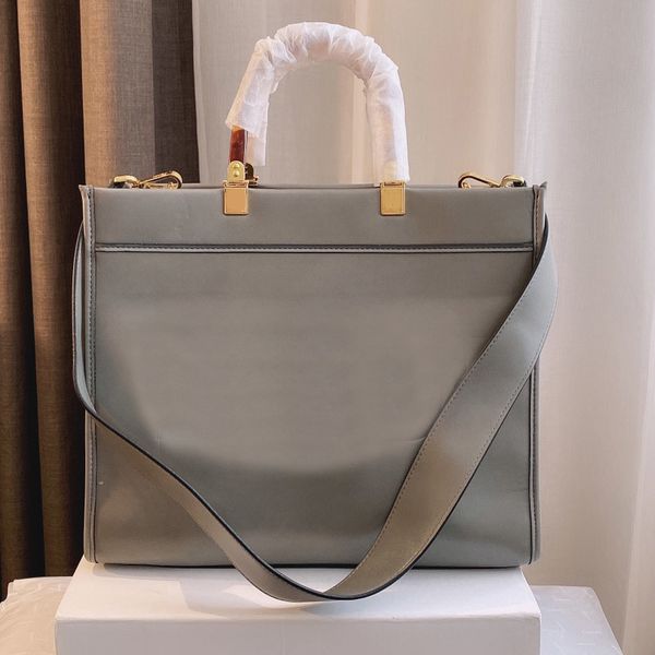 

tote bag shopping bags handbags fashion plain letter high-capacity detachable shoulder strap amber dual handle genuine leatheryppb