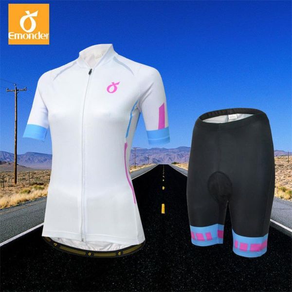 

racing sets emonder 2021 pro team short sleeve women cycling jersey set mtb bike shorts ropa ciclismo quick-dry bicycle clothes, Black;blue