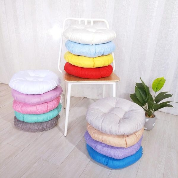 

solid color round linen cushion sofa back cushion japanese mat seat for car chair sofa breathable sitting pillow