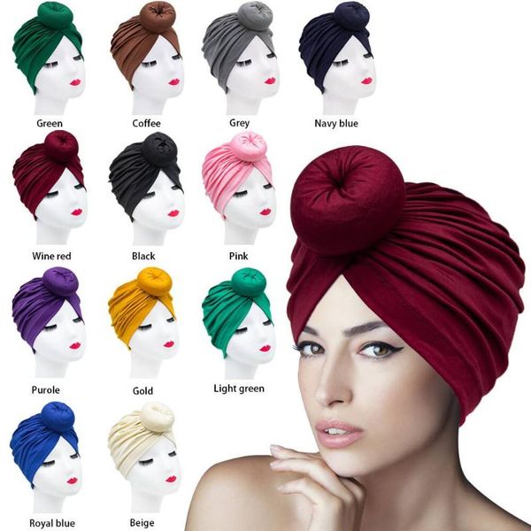 

beanies milk silk ball cap knot turban muslim headscarf hat for women