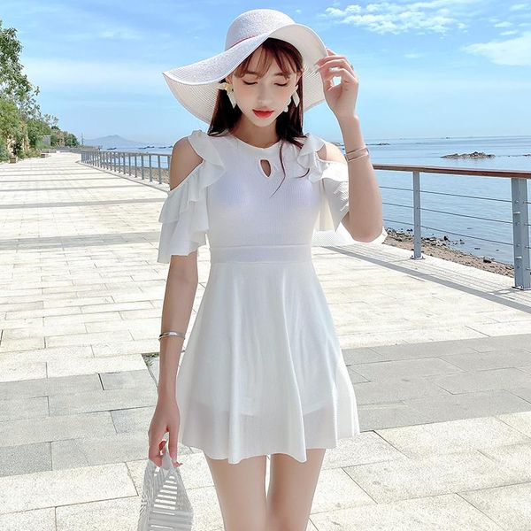 

one-piece suits ruffle sleeves one piece swimsuit cut out bathing suit women beachwear solid push up pad monokini boyshort bather swimd