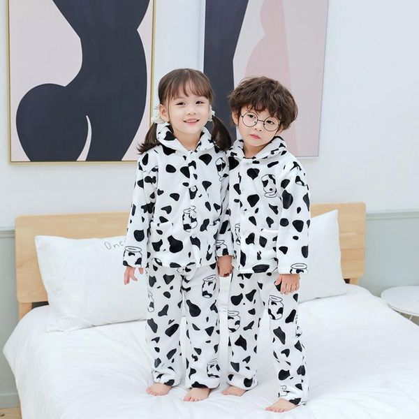 

pajamas children 0-5 years old baby cartoon warm home clothes girls flannel boys autumn and winter long-sleeved suit, Blue;red