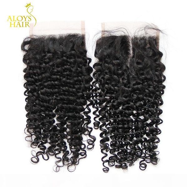 

peruvian curly hair closure size 4x4 middle part kinky curly lace closure peruvian virgin human hair curly closures ing, Black