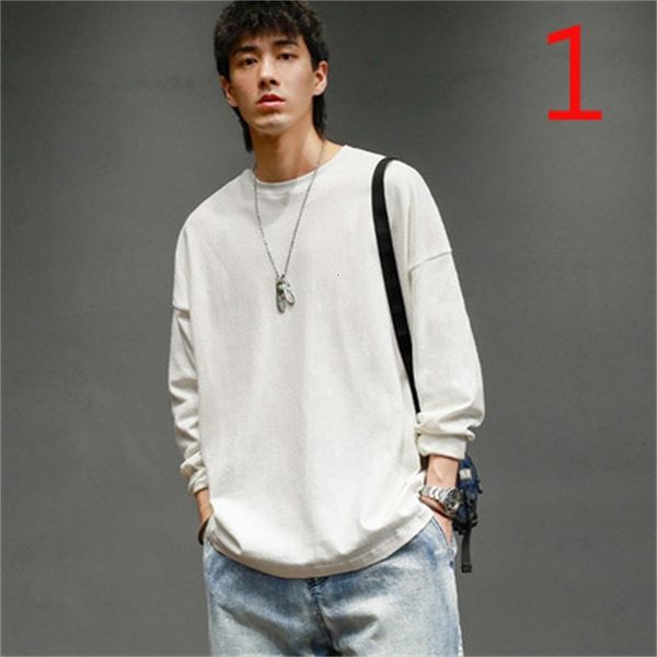 

2021 long-sleeved t-shirt male autumn new korean version of the round neck casual trend men's shirt ygbu, White;black