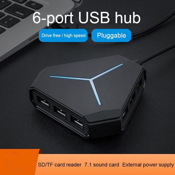 

hubs multi 6-in-1 usb hub splitter adapter 3.0 sd tf card reader with microphone interface usb-hub expander for pc computer
