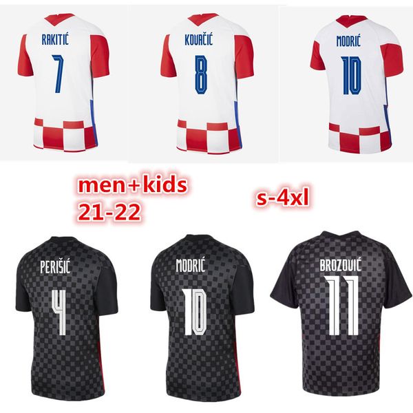 

21 22size s-4xl 2020 2021 soccer jersey hrvatska modric mandzukic rakitic perisic kalinic kovacic 20 21 national football shirts men + kids, Black