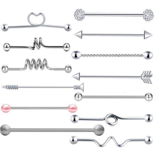 

13 piece suit industrial barbell cross bar puncture jewelry selling earrings and earrings, Golden