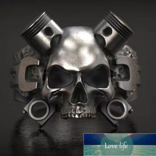 

hip-hop vintage steampunk metal skull men's rings ghost skeleton head gothic punk rock biker ring male jewelry accessories factory pric, Silver