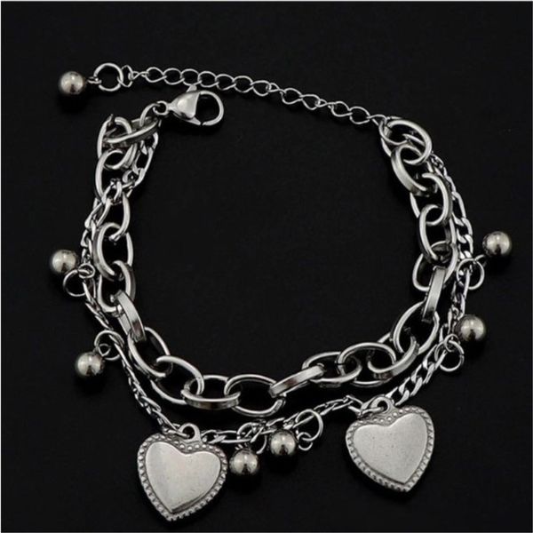 

design jewelry punk trendy hip hop love bracelet double string bracelet women's hand jewelry net red cool wind, Black