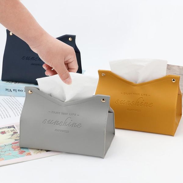 

tissue boxes & napkins leather pu standard box case holder paper multifunction dustproof office home car rectangle storage