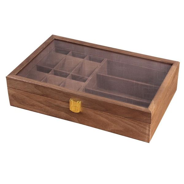 

watch boxes & cases 6+3 slots upgrade wooden display box glasses case holder jewelry collection storage sunglasses organizer casket, Black;blue