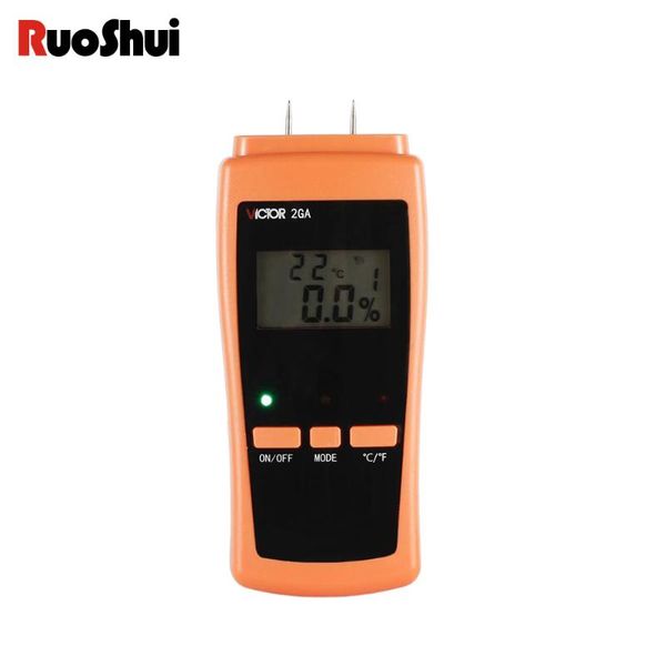

ruoshui 2ga digital wood moisture meter 0-80% two pins wood humidity tester hygrometer timber damp detector large lcd display
