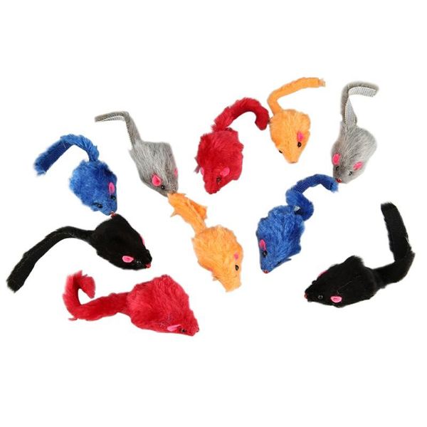 

cat toys 10pcs mice shape pet toy tease cats fleece soft false mouse colorful squeaky plush for kitten supplie