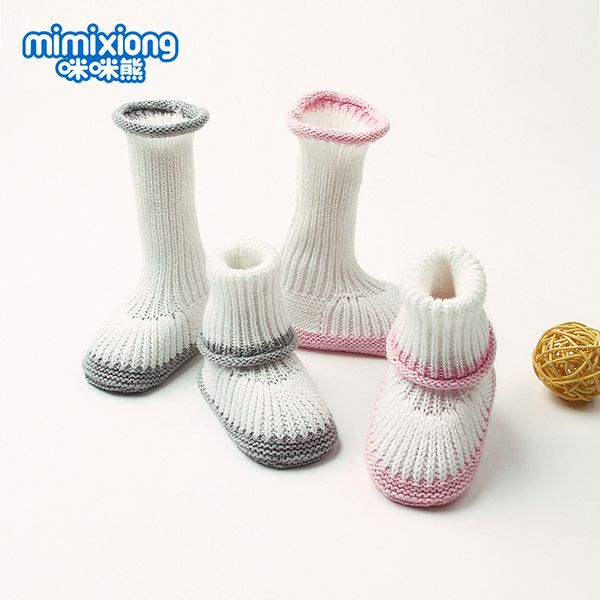 

factory wholesale children's wool knitted floor socks, Pink;yellow