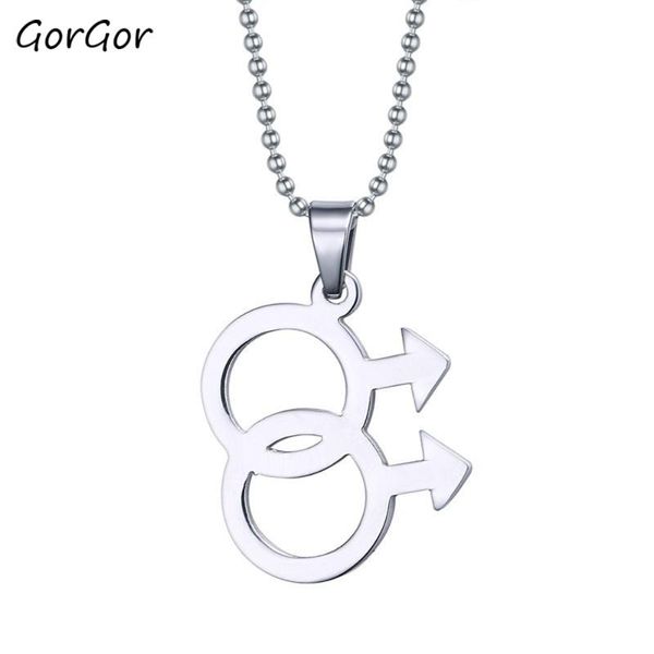 

pendant necklaces gorgor trendy classic sliver simple long chain stainless steel necklace for men couples jewelry ppn-001, Silver