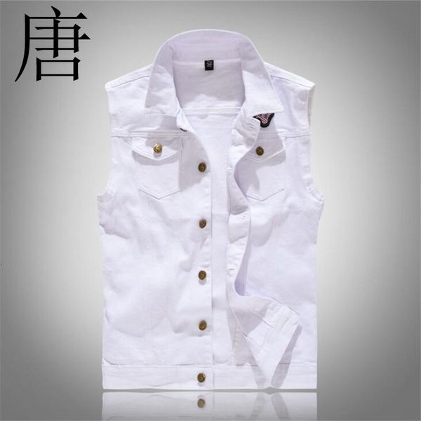 

tang cool 2021 new brand fashion and fit denim m-4xl for men with white leisure waistcoat hcrq, Black;white
