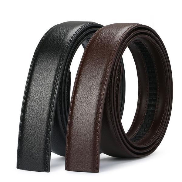 

belts mens luxury split leather without buckle strap male metal automatic belt cinturon mujer, Black;brown