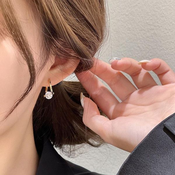 

hoop & huggie super stunning zircon crystal dangle earrings simple irregular drop retro for women girl, Golden;silver