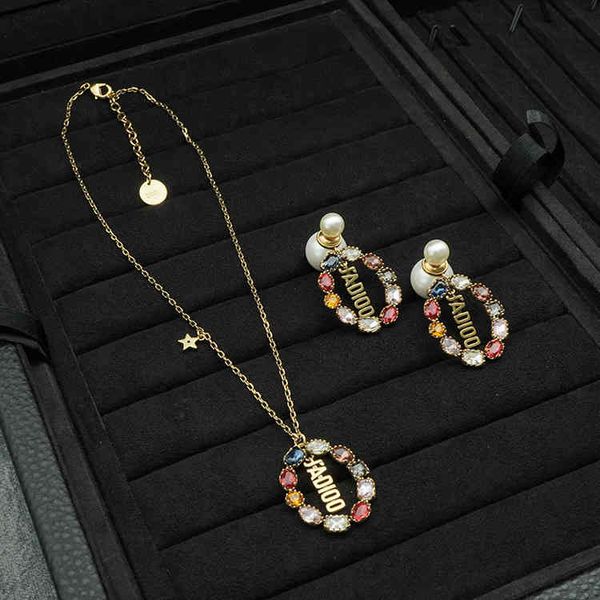 

70% off new star letter necklace pearl color diamond earrings, Golden;silver