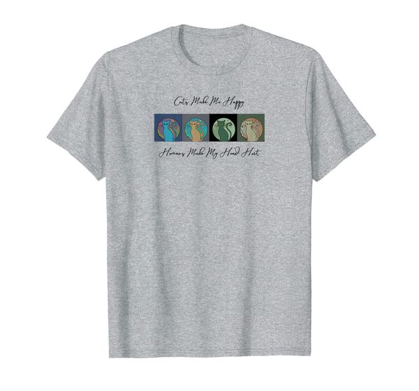 

cats make me happy humans make my head hurt funny kitty love t-shirt, White;black