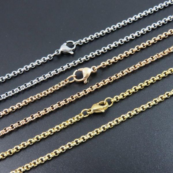 Catene Collana Donna Acciaio inossidabile Lungo Uomo Moda Catena in oro rosa Gioielli di perle sul collo Commercio all'ingrosso