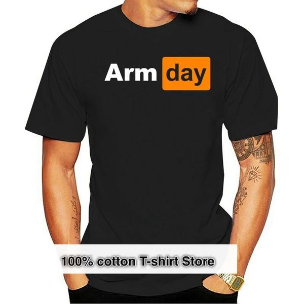 

men's t-shirts funny arm day gym shirt, White;black