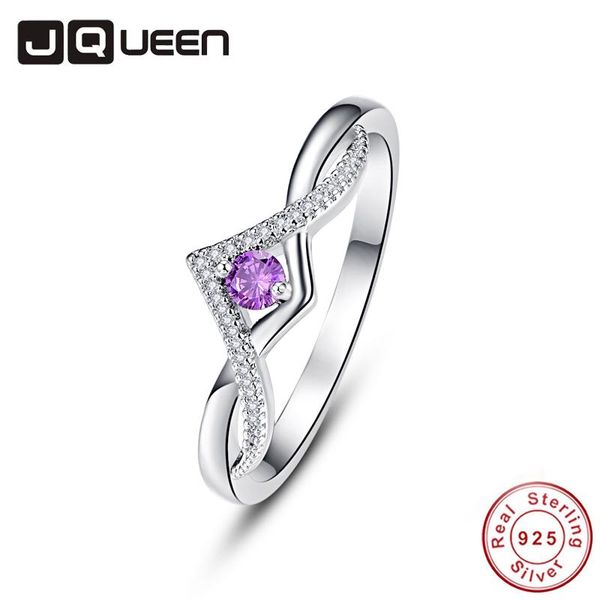 Anéis de casamento JQueen torção romântico 925 esterlina prata estilo simples violeta cúbico zircão mulheres anel na moda acessórios de joias de luxo